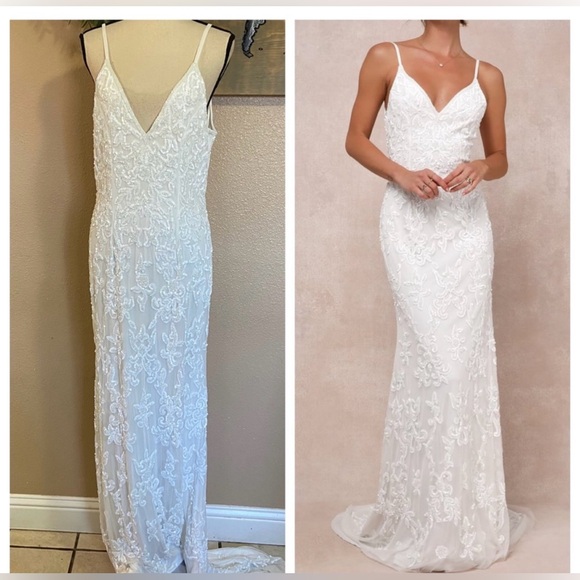 NWOT Lulus Everlasting Passion White SequinBeaded Backless Maxi💍 - Picture 8 of 12